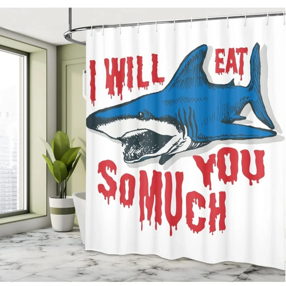 Ambesonne Shark Shower Curtain, Shark with Alluring Eat You 69
